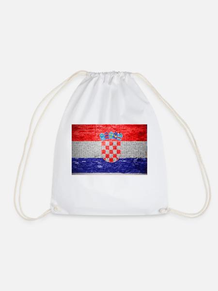 Kroatien Ziegelsteinmauer Flagge Graffiti Poster - Turnbeutel - Weiß