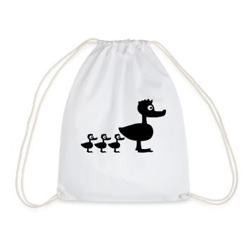 Duck Family - Drawstring Bag - white - Front
