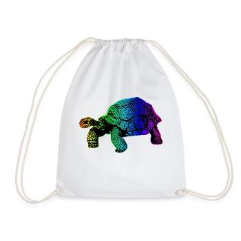 Colorful party turtle - Drawstring Bag - white - Front