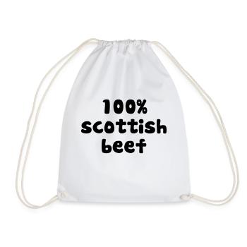 purepish 100 percent scottish beef - Drawstring Bag - white - Front