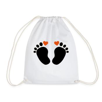 bébé pieds coeur - Sac de sport léger - blanc - Devant