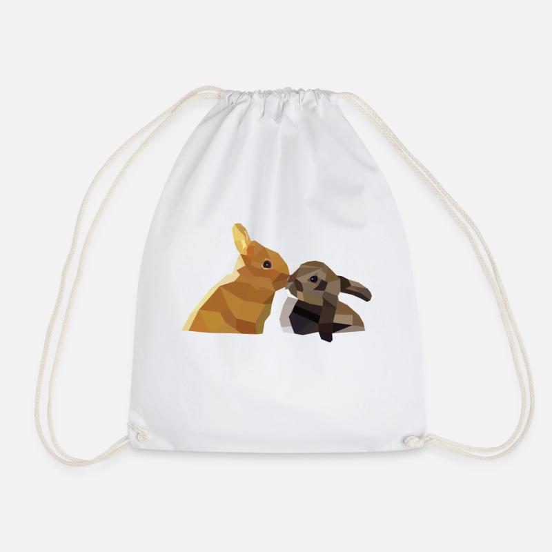 Osterhasen Polygon Hasen Kaninchen Geschenk Liebe - Turnbeutel - Weiß