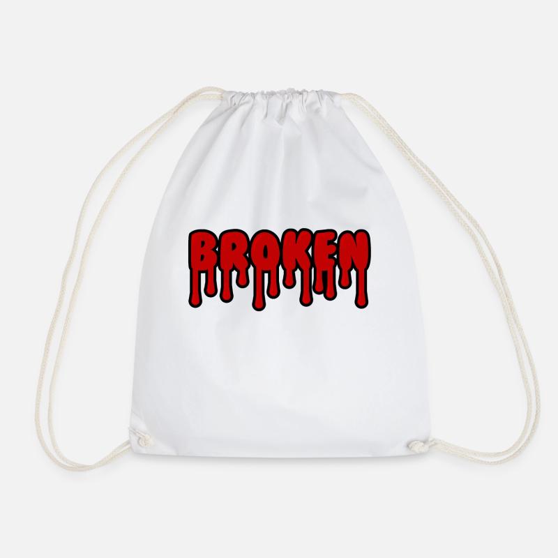 Broken - Drawstring Bag - white