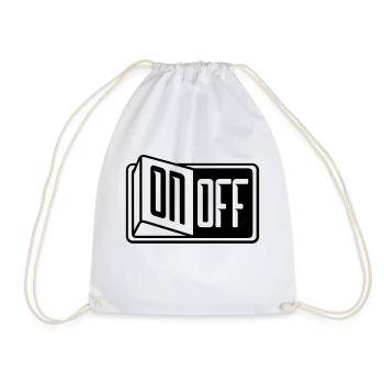 turn off off on switch button switch on - Drawstring Bag - white - Front