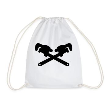 adjustable wrench tool mechanic plumber - Drawstring Bag - white - Front