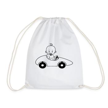 car drive fast race driver's license easy children - Drawstring Bag - white - Front