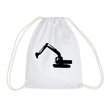 Digger Silhouette excavator black black - Drawstring Bag - white - Front