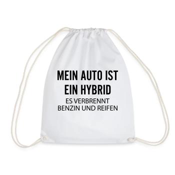 Mein Auto ist ein Hybrid es verbrennt Benzin Tuner - Turnbeutel - Weiß - Vorne