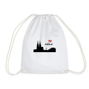 Ich liebe Köln - Silhouette Kölner Dom - Heimat - Turnbeutel - Weiß - Vorne