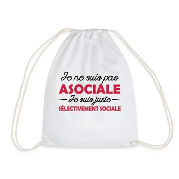je ne suis pas asociale - cadeau femme humour - Sac de sport léger - blanc - Devant