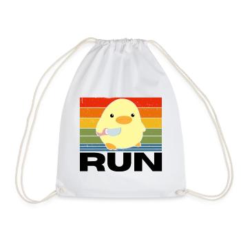 Run duck with knife meme funny saying vintage - Drawstring Bag - white - Front