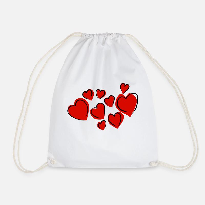 Valentine heart - Drawstring Bag - white