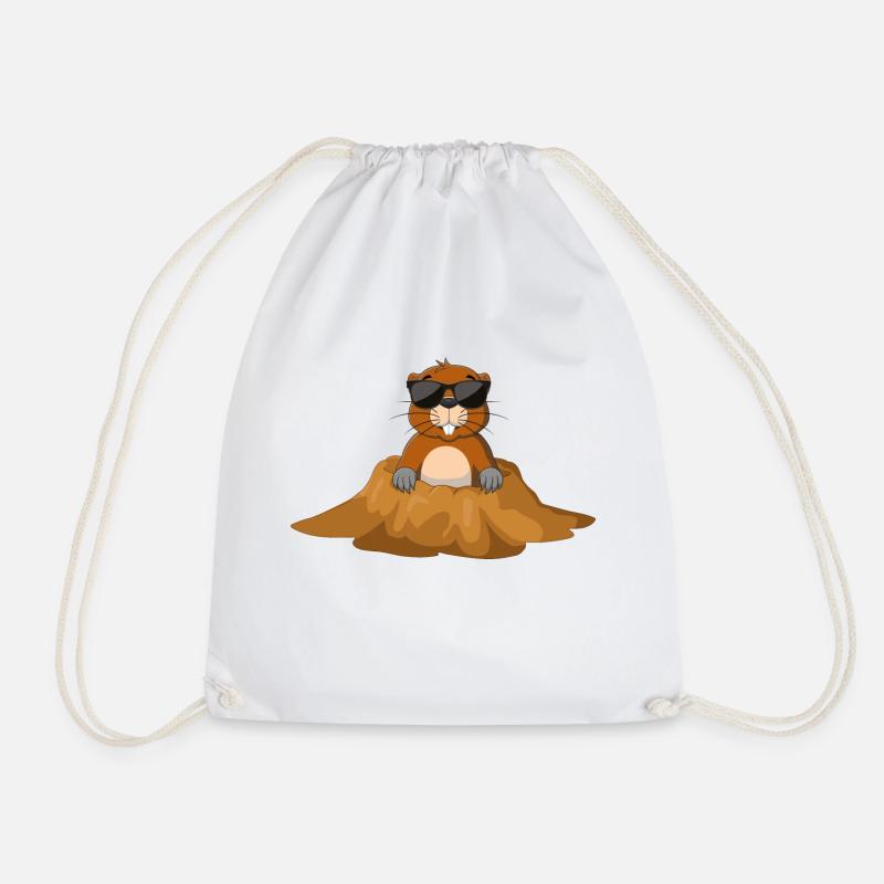 Mole, Garden - Drawstring Bag - white