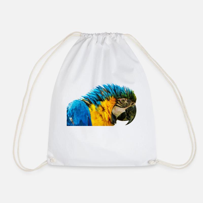 Blue Macaw beautiful eye - Drawstring Bag - white