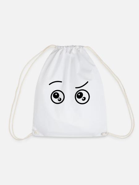 Cartoon Eyes - Drawstring Bag - white