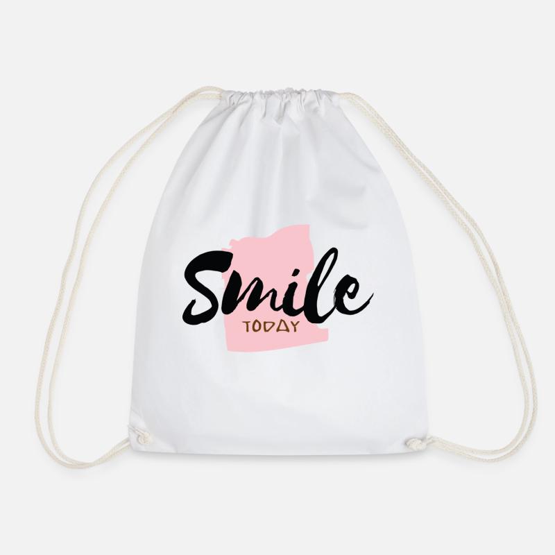 smile today - Drawstring Bag - white
