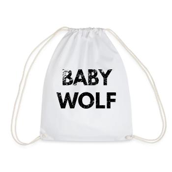 BABY WOLF black grunge look - Drawstring Bag - white - Front