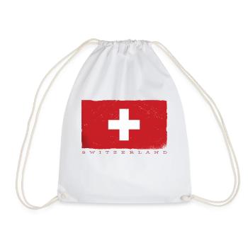 Schweiz Kreuz Schweizerische Fahne Schwiiz Deko - Turnbeutel - Weiß - Vorne