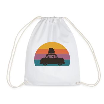 Vacances femme avec chien dans voiture cadeau idée - Sac de sport léger - blanc - Devant