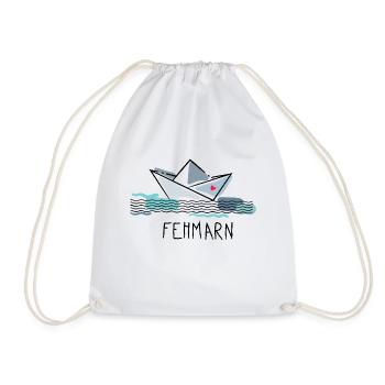 Bateau en papier avec coeur Fehmarn Vacances à la mer - Sac de sport léger - blanc - Devant