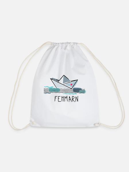 Bateau en papier avec coeur Fehmarn Vacances à la mer - Sac de sport léger - blanc