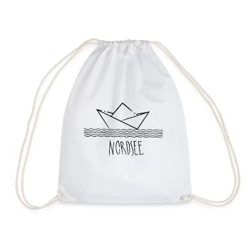 Paper ship North Sea holiday by the sea - Drawstring Bag - white - Front