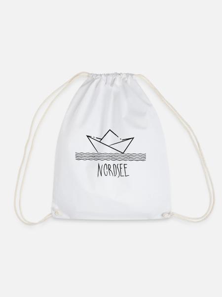Paper ship North Sea holiday by the sea - Drawstring Bag - white