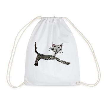 Funny cat, children's drawing, comic - Drawstring Bag - white - Front