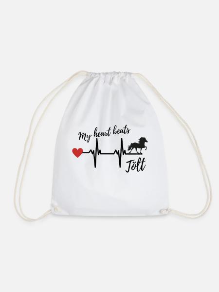 My heart beats Tölt - Drawstring Bag - white