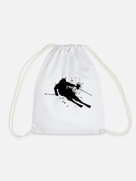 Skiing Skiing Men Ski Winter Sports - Drawstring Bag - white