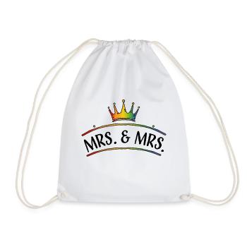 Couronne arc-en-ciel MRS et MRS mariage lesbien - Sac de sport léger - blanc - Devant