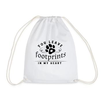 Animal Love, Footprints in my heart - Turnbeutel - Weiß - Vorne