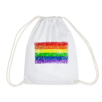 Rainbow Flag Vintage - Drawstring Bag - white - Front