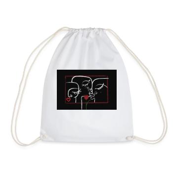 0n sends each other flowers, kisses - Drawstring Bag - white - Front