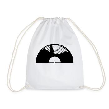 Retro half vinyl record - Drawstring Bag - white - Front
