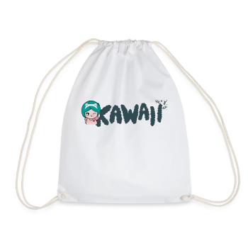 Kawaii - Cute Girl - Drawstring Bag - white - Front
