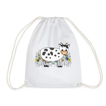 Cow - Drawstring Bag - white - Front