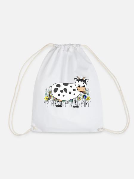 Cow - Drawstring Bag - white