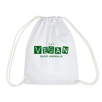 GO VEGAN - SAVE ANIMALS - Turnbeutel - Weiß - Vorne
