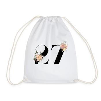 27th Anniversary Flowers (Gift of 27 years) - Drawstring Bag - white - Front