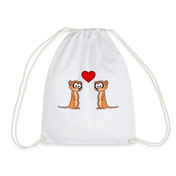 Meerkat Comic Couple Amour - Sac de sport léger - blanc - Devant