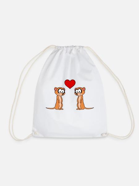 Erdmännchen Comic Paar liebe - Turnbeutel - Weiß