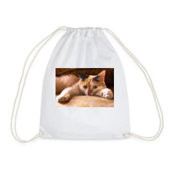 the cat - Drawstring Bag - white - Front
