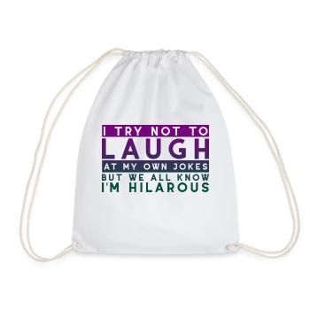 I Try Not To Laugh At My Own Jokes 2 - Drawstring Bag - white - Front