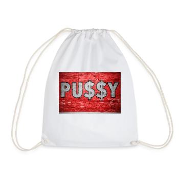 Pussy with Dollar Signs $ Brick Wall Graffit - Drawstring Bag - white - Front