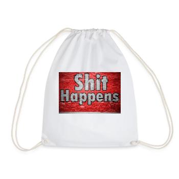 Shit Happens Brick Wall Graffiti - Drawstring Bag - white - Front