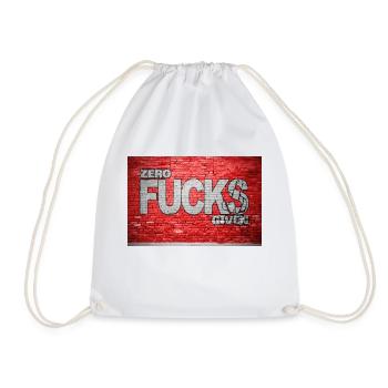Zero Fucks Given Brick Wall Graffiti - Drawstring Bag - white - Front