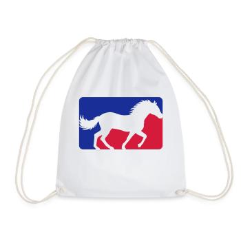 Horse Red Blue Sport - Drawstring Bag - white - Front