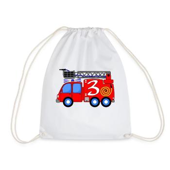 Fire engine 3 birthday children - Drawstring Bag - white - Front