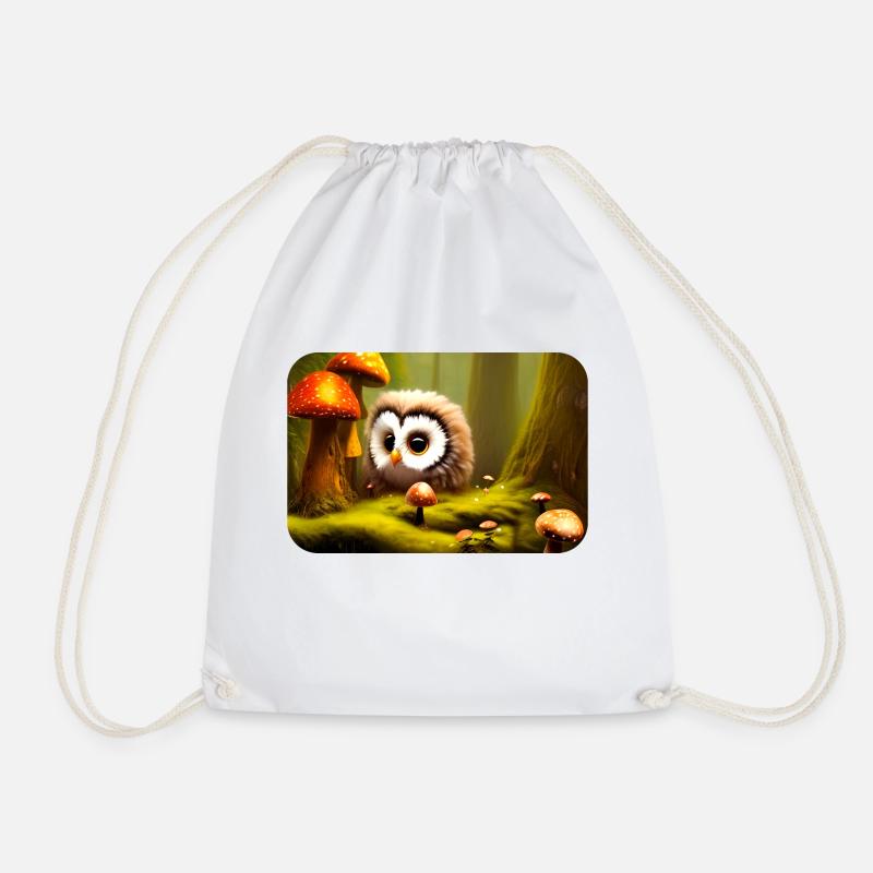 Forest with owl - Drawstring Bag - white